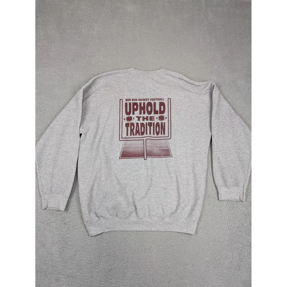 Vintage Red Bud Muskets Sweatshirt Mens XL Gray Football Graphic Gildan‎ 2000s